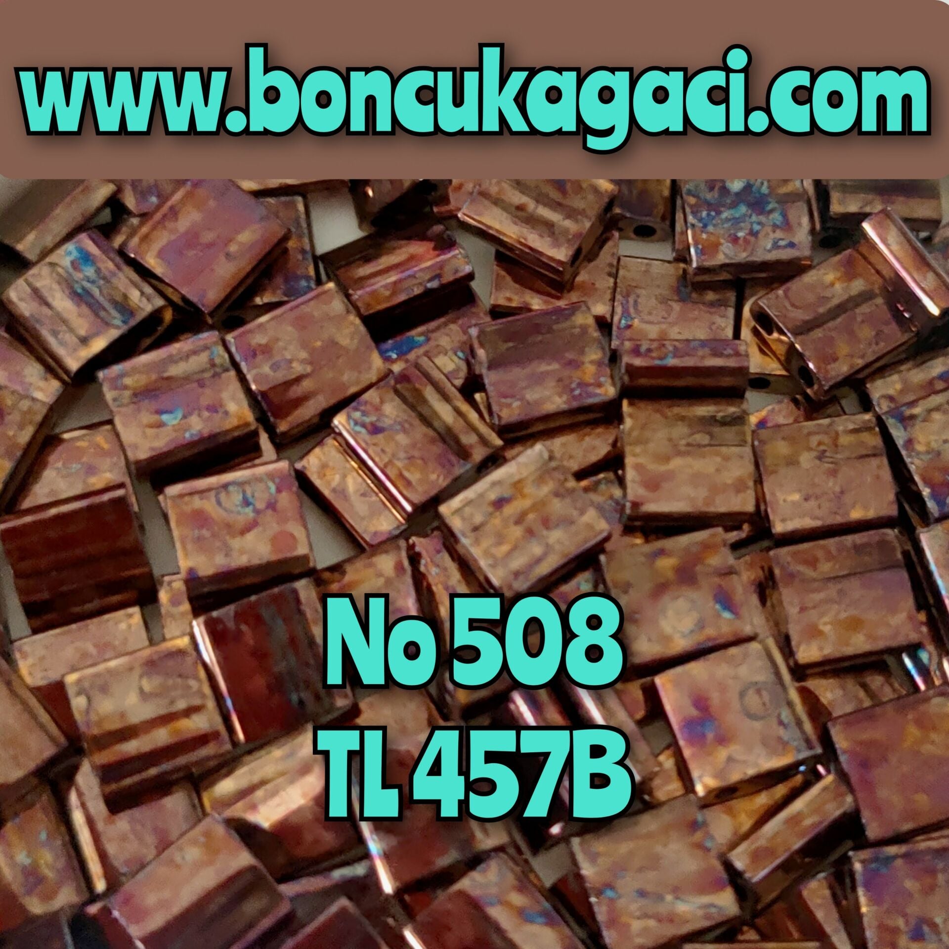 No: 508 Miyuki Boncuk , MİYUKİ TİLA  BONCUK TL457B Metalik Hareli Kızıl Bakır 5 gr