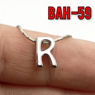 BAH-59 Rodyum Kaplama R Harfi Boncuk