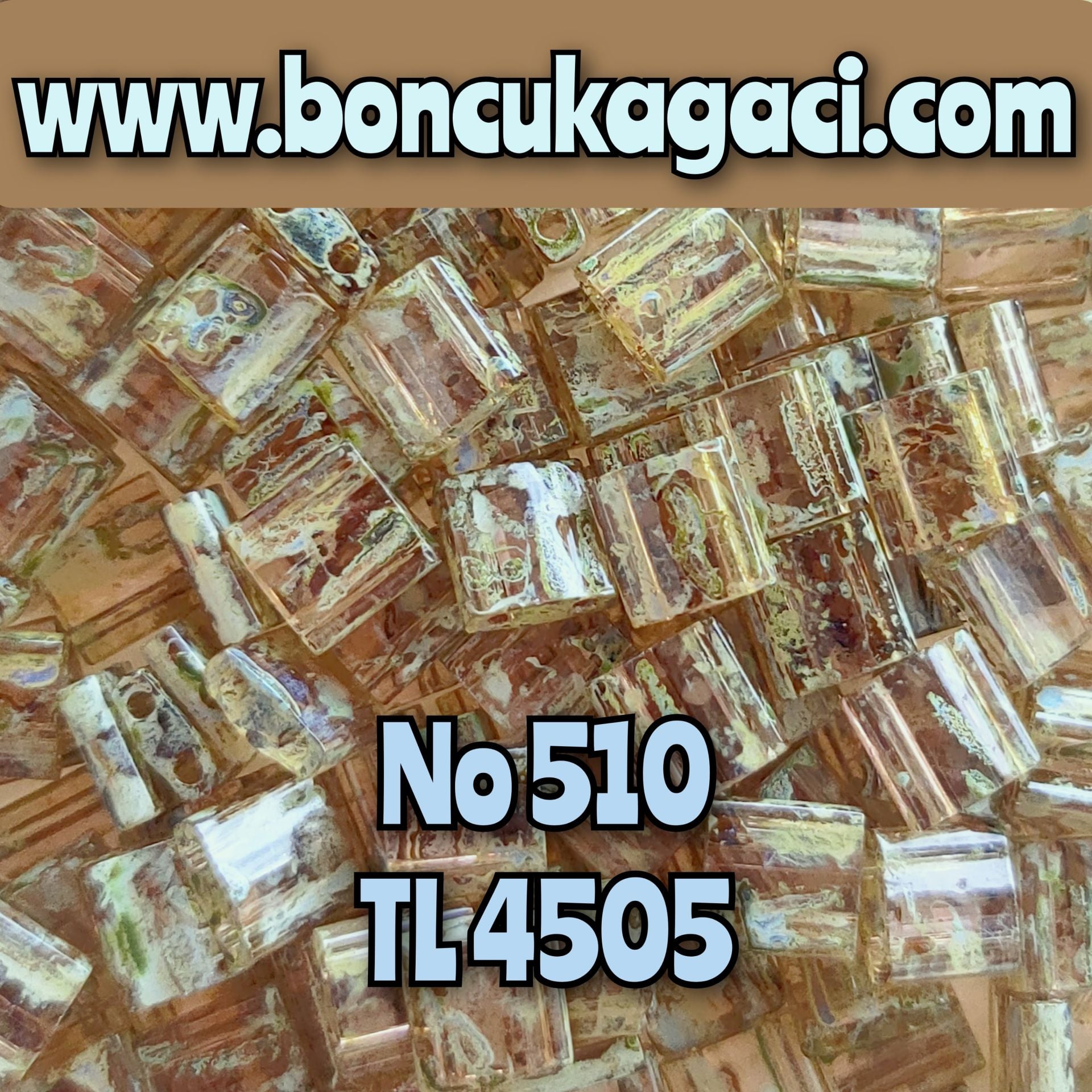 No: 510 Miyuki Boncuk , MİYUKİ TİLA  BONCUK TL4505 Transparan Açık Kahve Picasso 5 gr