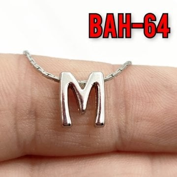 BAH-64 Rodyum Kaplama M Harfi Boncuk