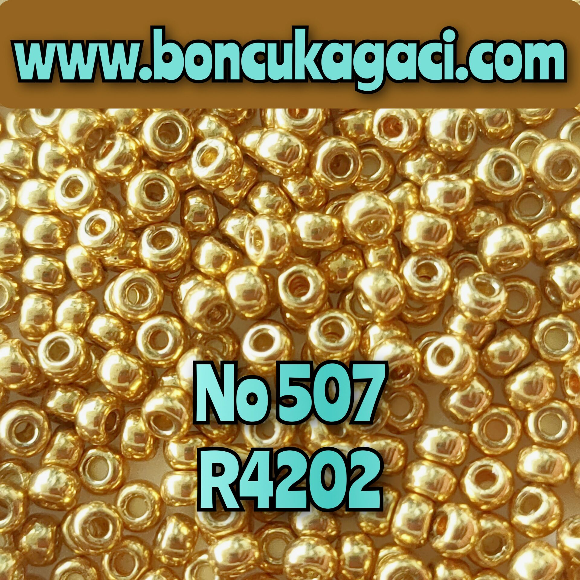 Miyuki Kum Boncuk , Miyuki Round Boncuk 8/0 No: 507 R4202 Dayanıklı Galvaniz Kaplama Altın 10 gr