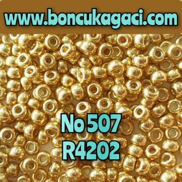 Miyuki Kum Boncuk , Miyuki Round Boncuk 8/0 No: 507 R4202 Dayanıklı Galvaniz Kaplama Altın 10 gr