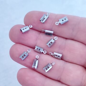 ÇLA-08 A Kalite Gümüş Renk 316L Çelik Deri Kapama 4 mm