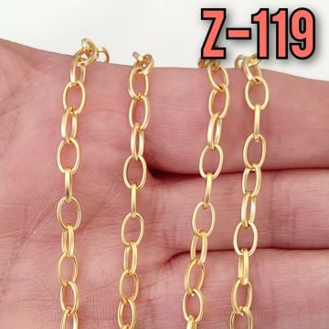 No : 119 24 Ayar Mat Altın Kaplama Oval Zincir