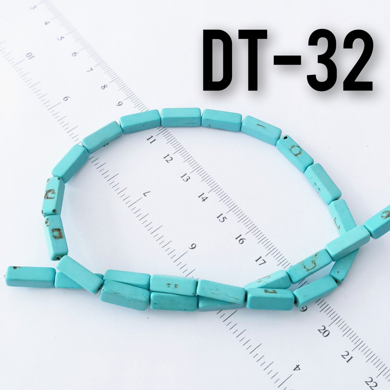 DT-032 İmitasyon Dikdörtgen Turkuaz Taşı 13 x 4 mm