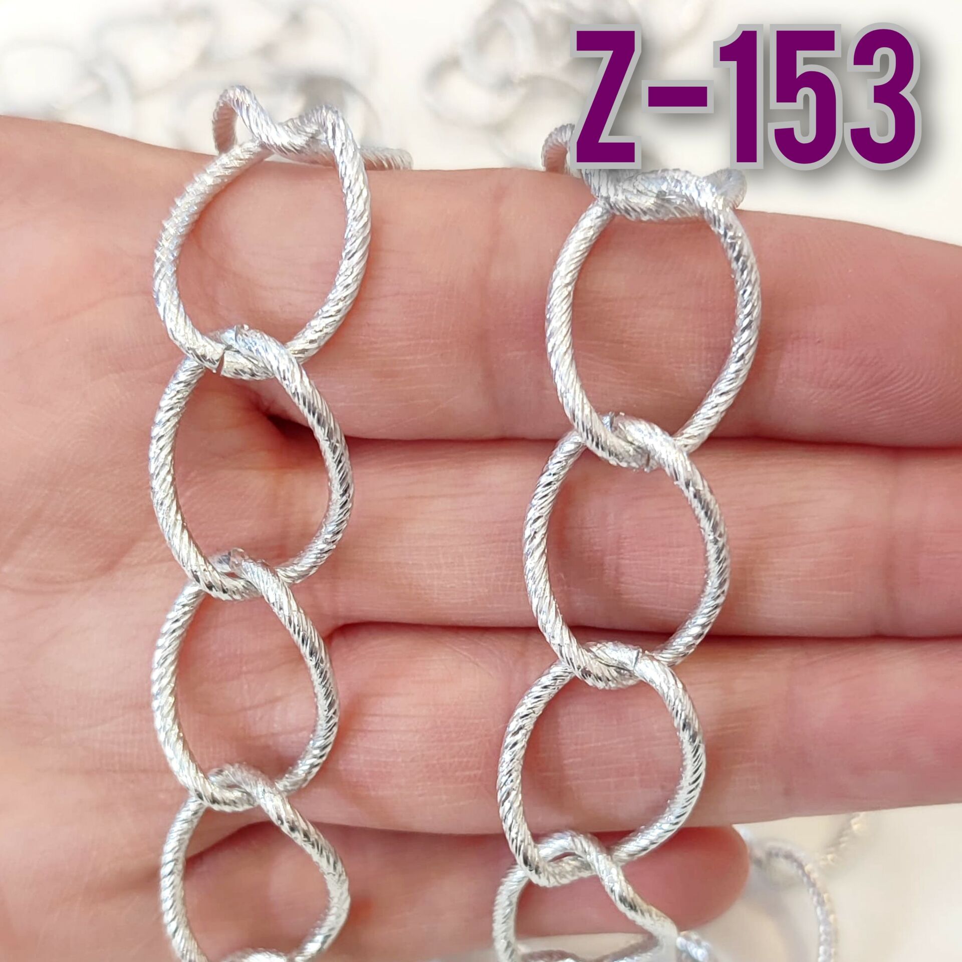 No : 153 Gümüş Renk Alüminyum Süs Zinciri 21*15.5