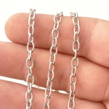 No : 031 Gümüş Renk Uzatma Zinciri Oval 5.8*3.8 mm