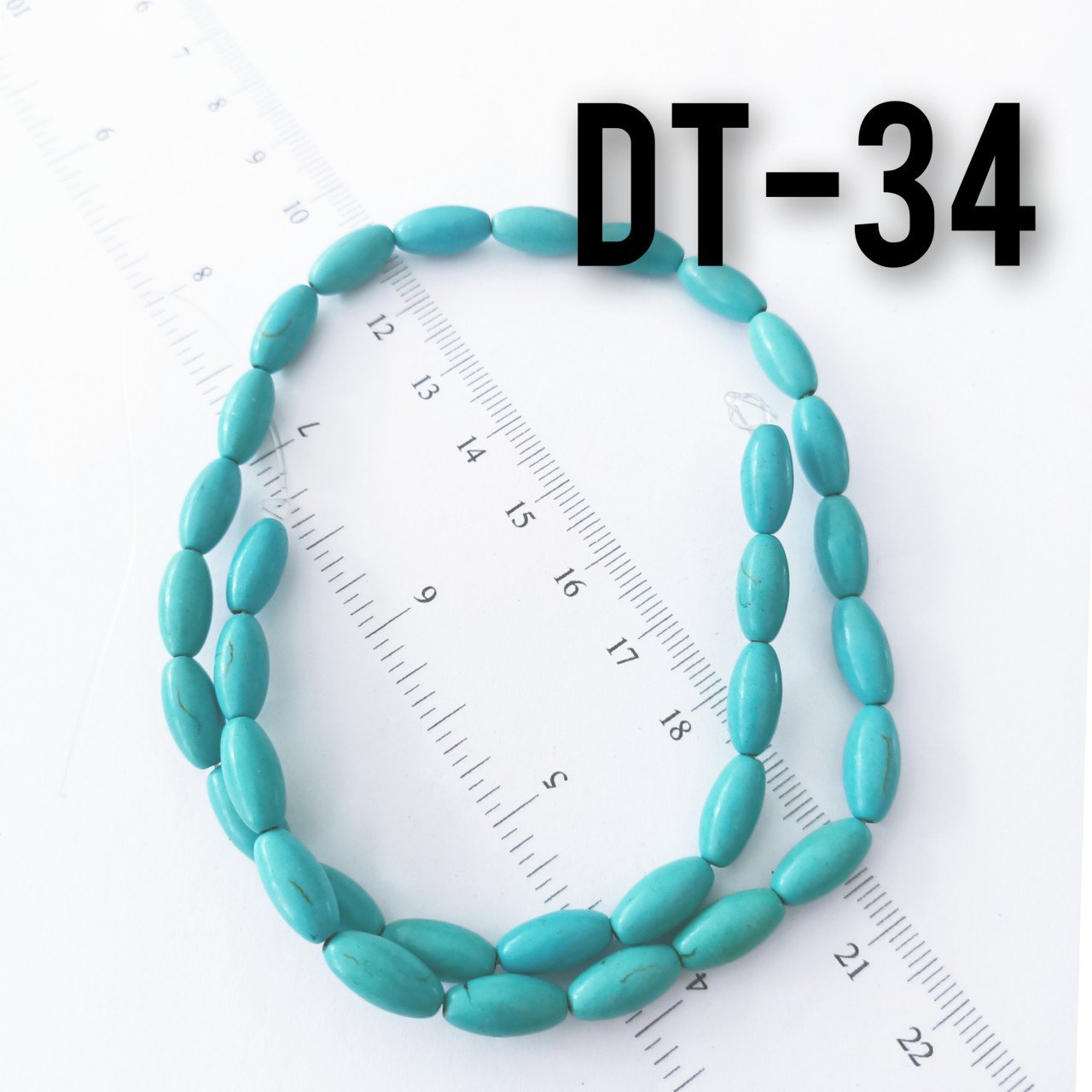 DT-034 İmitasyon Arpa Turkuaz Taşı 12 x 6 mm
