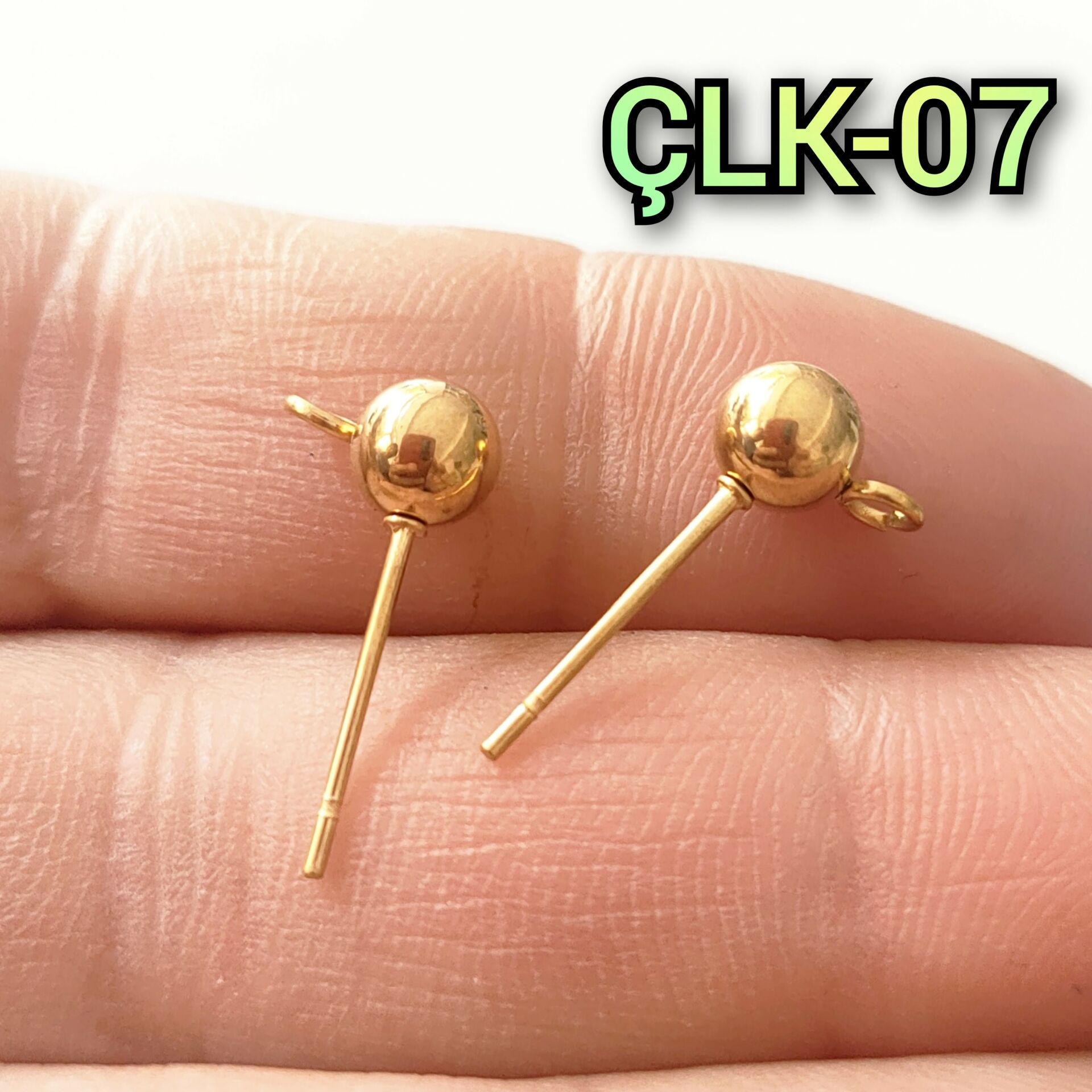 ÇLK-07 Altın Renk 304 Çelik Top Küpe Çivisi 5 mm