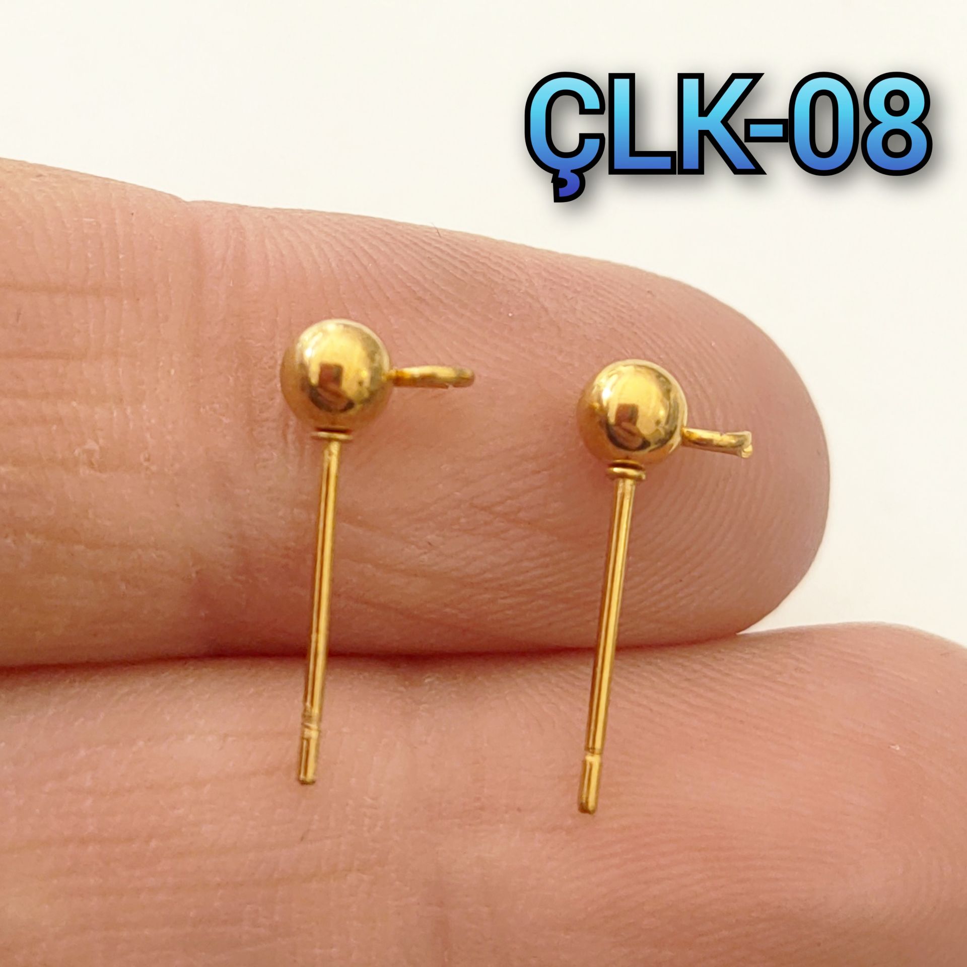 ÇLK-08 Altın Renk 304 Çelik Top Küpe Çivisi 4 mm
