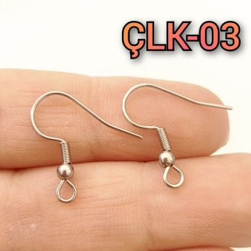 ÇLK-03 A Kalite Gümüş Renk 316 L Cerrahi Çelik Küpe Kancası