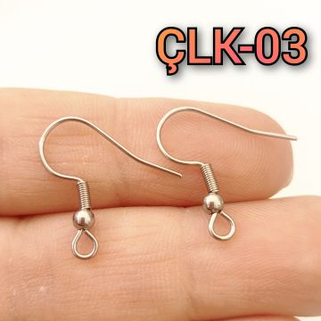 ÇLK-03 A Kalite Gümüş Renk 316 L Cerrahi Çelik Küpe Kancası