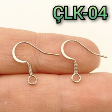 ÇLK-04 A Kalite Gümüş Renk 316L Cerrahi Çelik Küpe Kancası