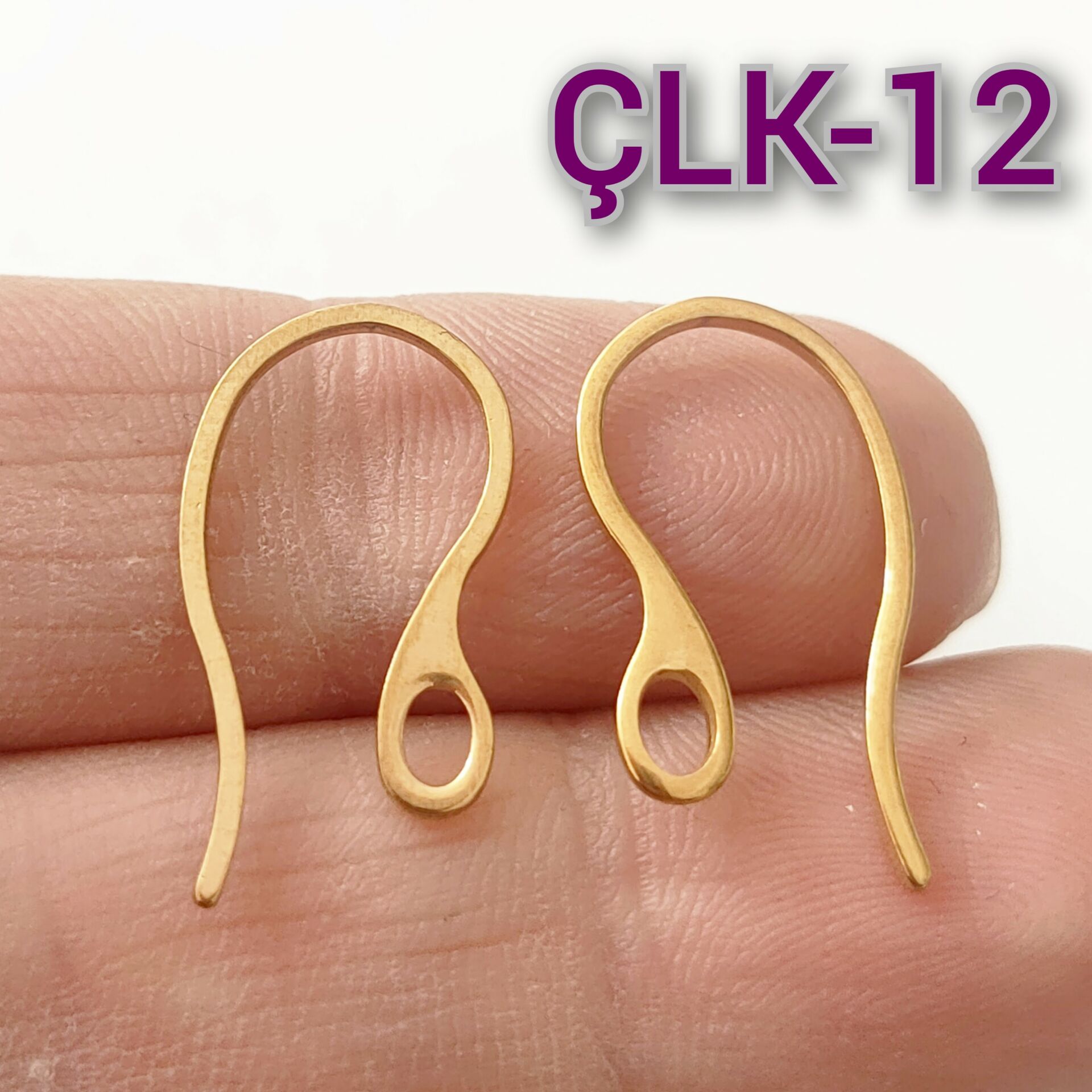 ÇLK-12 A Kalite Kaplama Altın Renk 316 L Cerrahi Çelik İri Küpe Kancası