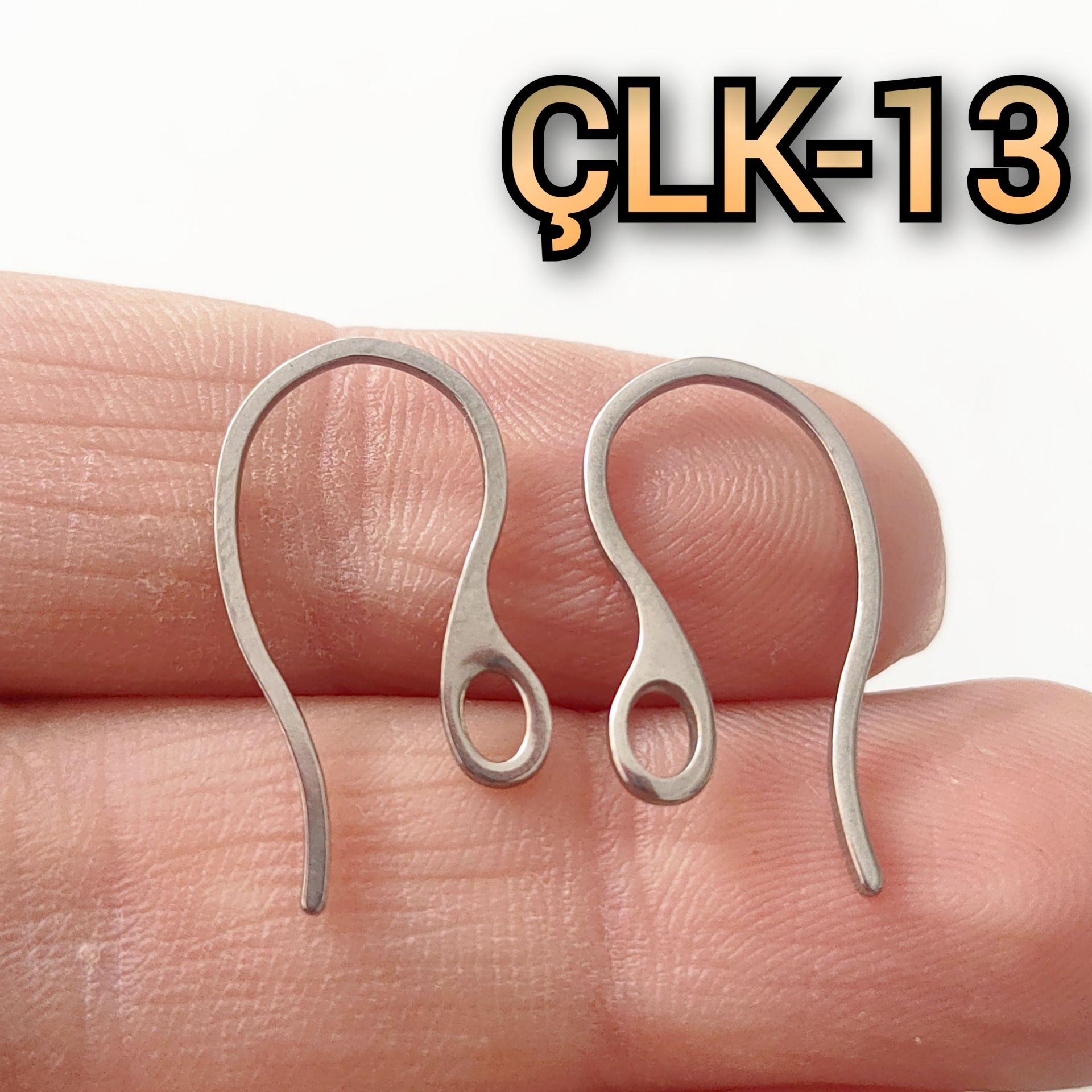ÇLK-13 A Kalite Gümüş Renk 316 L Cerrahi Çelik İri Küpe Kancası