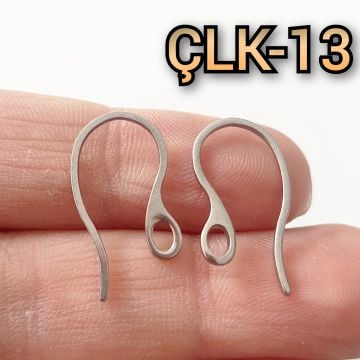 ÇLK-13 A Kalite Gümüş Renk 316 L Cerrahi Çelik İri Küpe Kancası