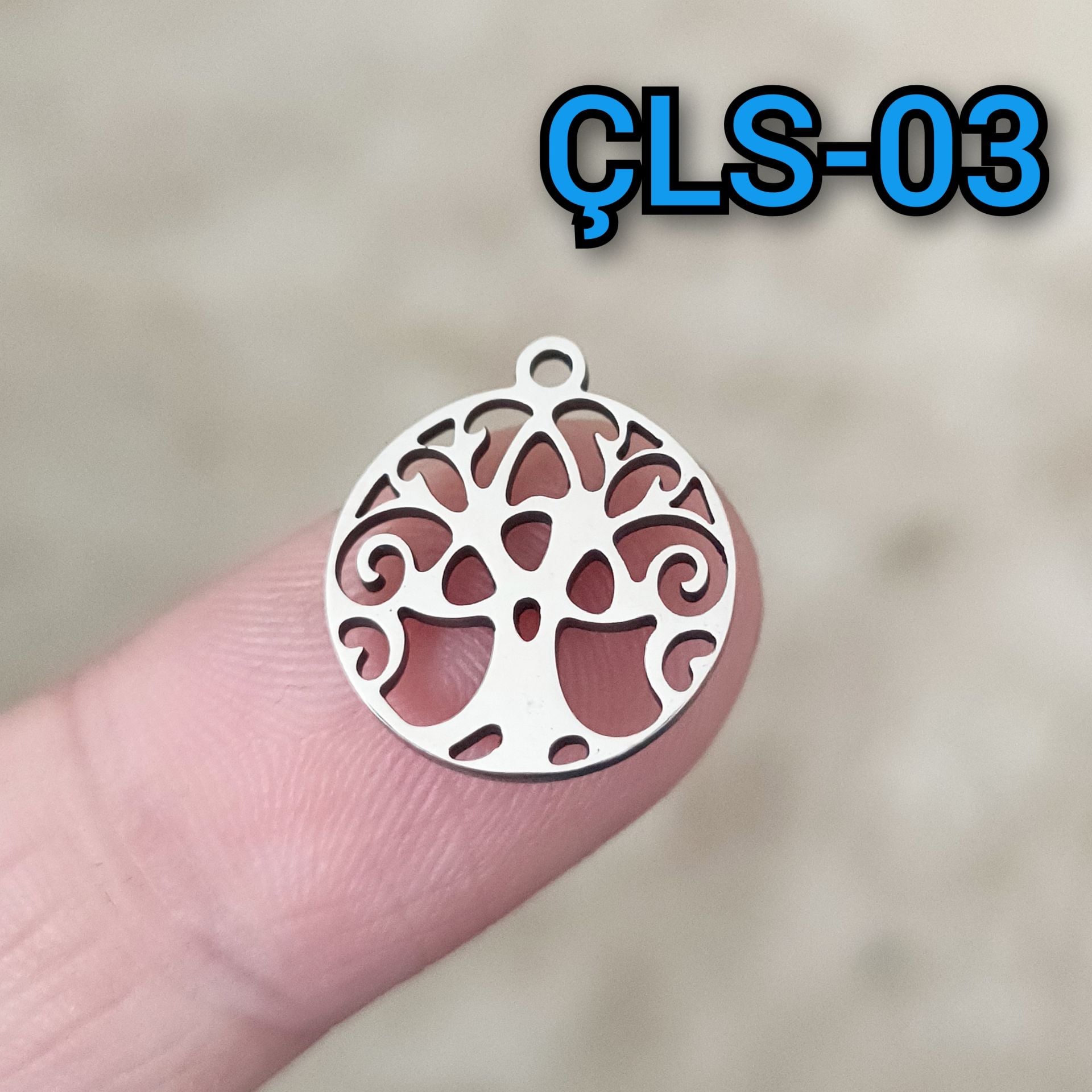 ÇLS-03 A Kalite Gümüş Renk 316L Cerrahi Çelik Hayat Ağacı Sallantı - Kolye Ucu