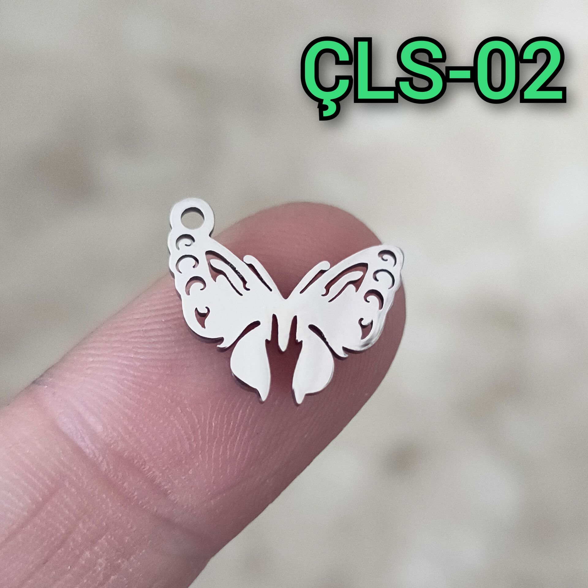 ÇLS-02 A Kalite Gümüş Renk 316L Cerrahi Çelik Kelebek Sallantı