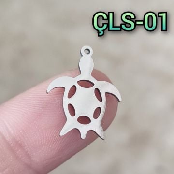 ÇLS-01 A Kalite Gümüş Renk 316L Cerrahi Çelik Kaplumbağa Sallantı - Kolye Ucu