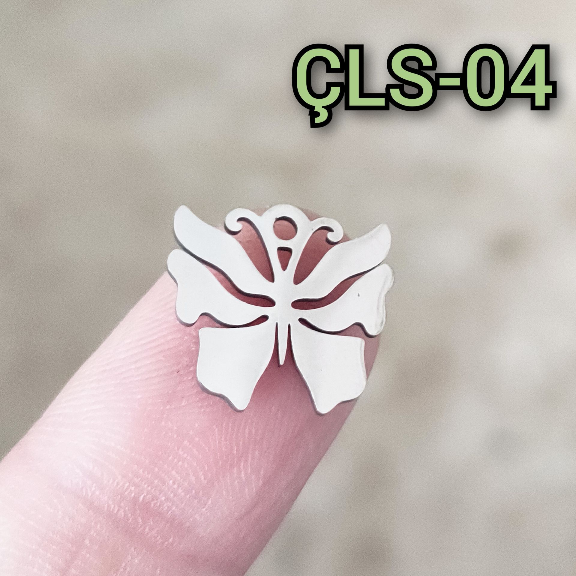 ÇLS-04 A Kalite Gümüş Renk 316L Cerrahi Çelik Kelebek Sallantı - Kolye Ucu