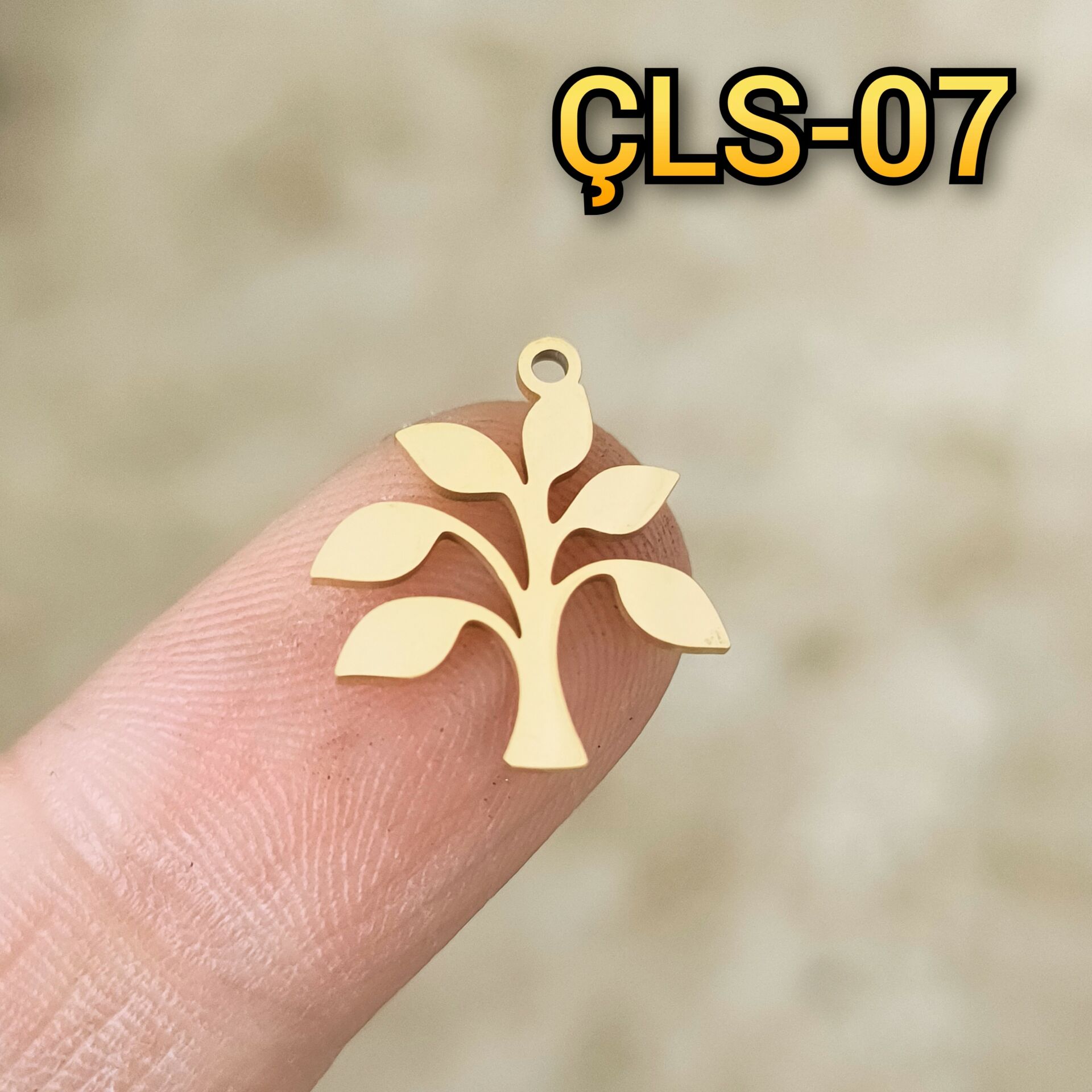 ÇLS-07 A Kalite Kaplama Altın Renk 316L Cerrahi Çelik Ağaç Sallantı - Kolye Ucu
