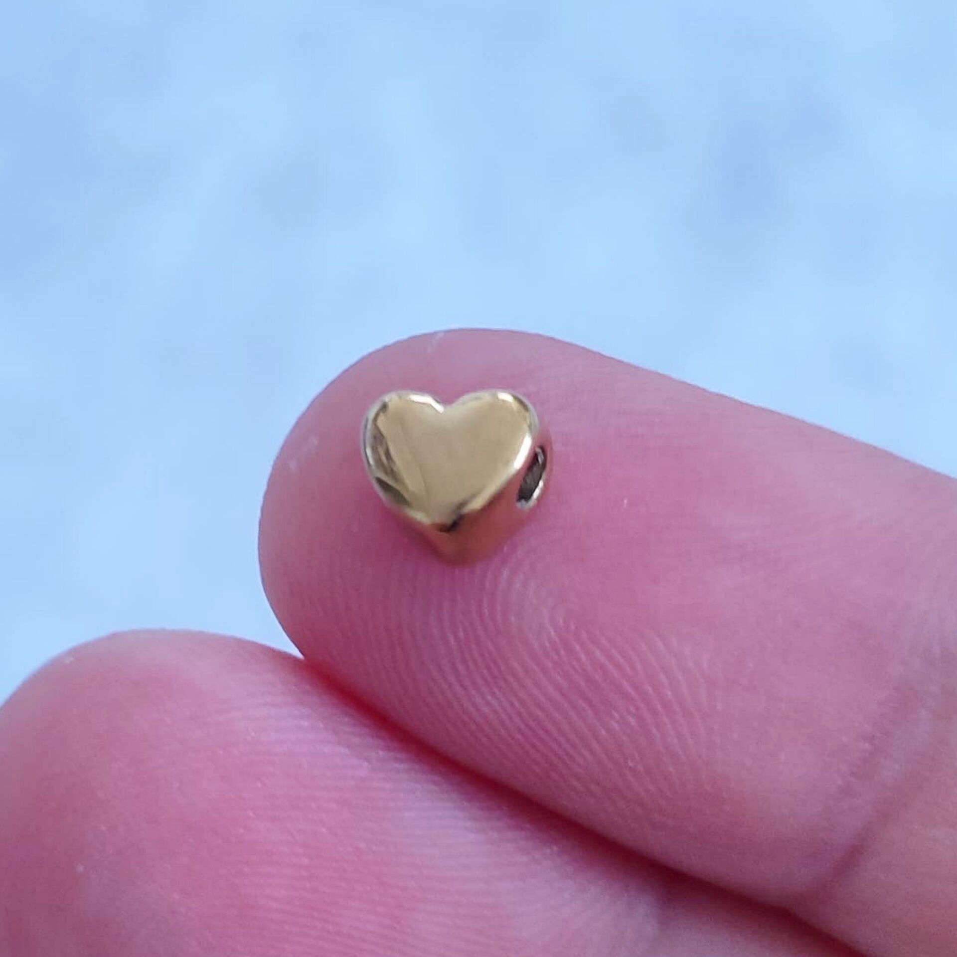 ÇLS-08 A Kalite Kaplama Altın Renk 316L Cerrahi Çelik Kalp Boncuk 6 mm