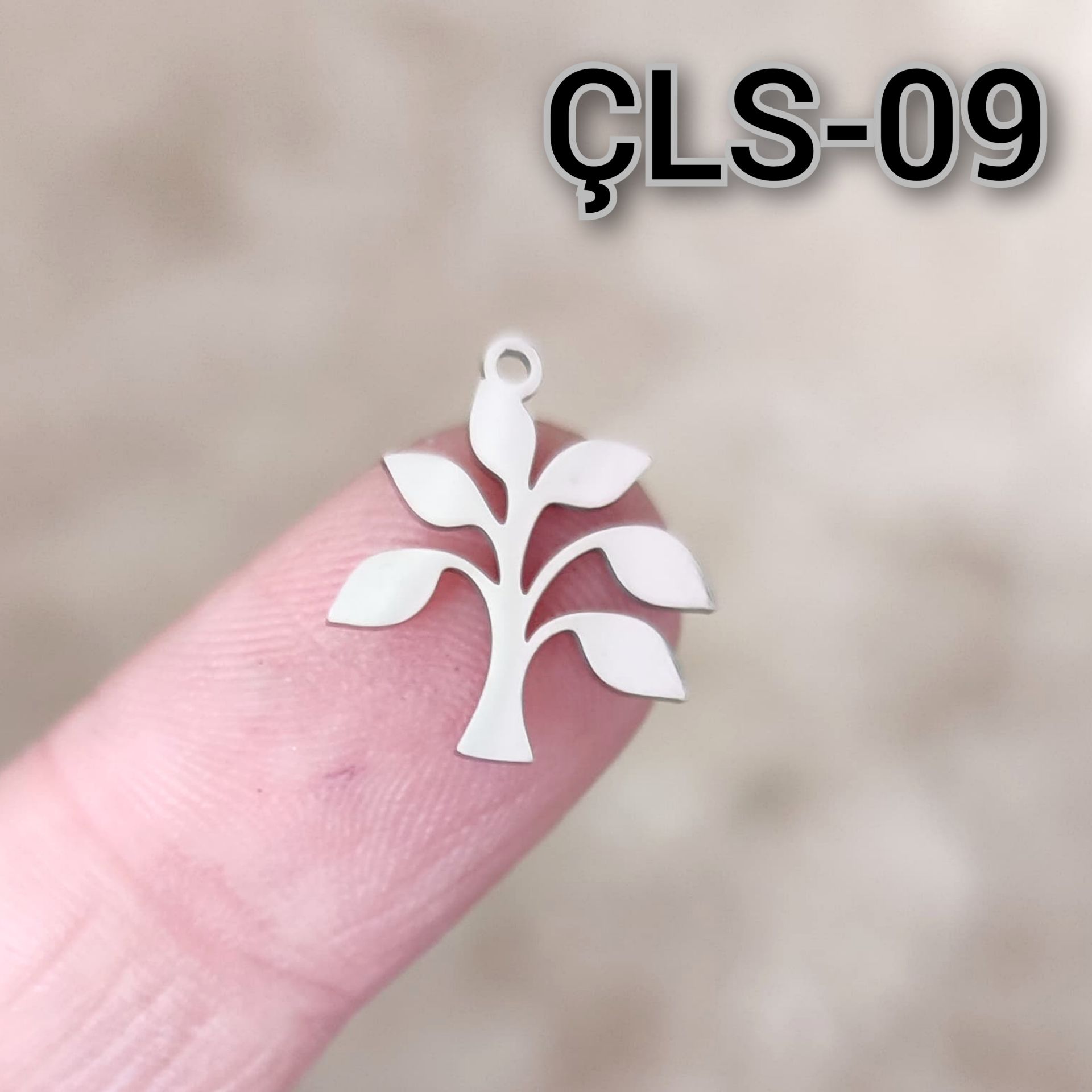 ÇLS-09 A Kalite Gümüş Renk 316L Cerrahi Çelik Ağaç Sallantı - Kolye Ucu