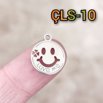 ÇLS-010 A Kalite Gümüş Renk 316L Cerrahi Çelik Smile Sallantı - Kolye Ucu