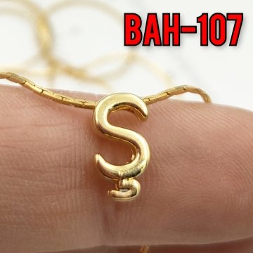 BAH-107 24 Ayar Altın Kaplama Ş Harfi Boncuk