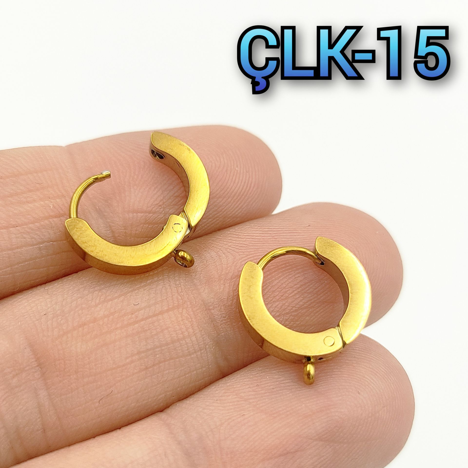 ÇLK-15 Altın Renk 316L Cerrahi Çelik Küpe Klipsi Kapalı Halka