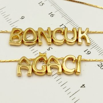 BAH-117 24 Ayar Altın Kaplama J Harfi Boncuk