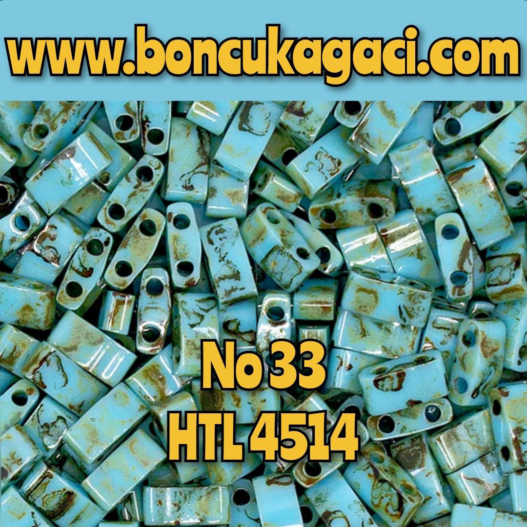NO:33 Miyuki Half-Tila , Half Tila Boncuk HTL-4514 Picasso Turkuaz 5 gr