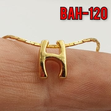 BAH-120 24 Ayar Altın Kaplama H Harfi Boncuk