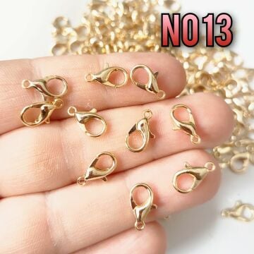 No : 13 Lak Altın Kaplama Papağan Klips - 12 mm (502) - 10 adet