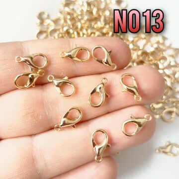 No : 13 Lak Altın Kaplama Papağan Klips - 12 mm (502) - 10 adet