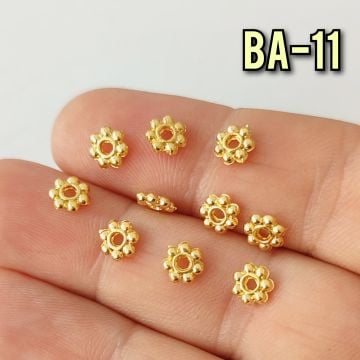 BA 11 24 Ayar Altın Kaplama Çiçek Boncuk Arası 6*1.5 mm (10 adet)