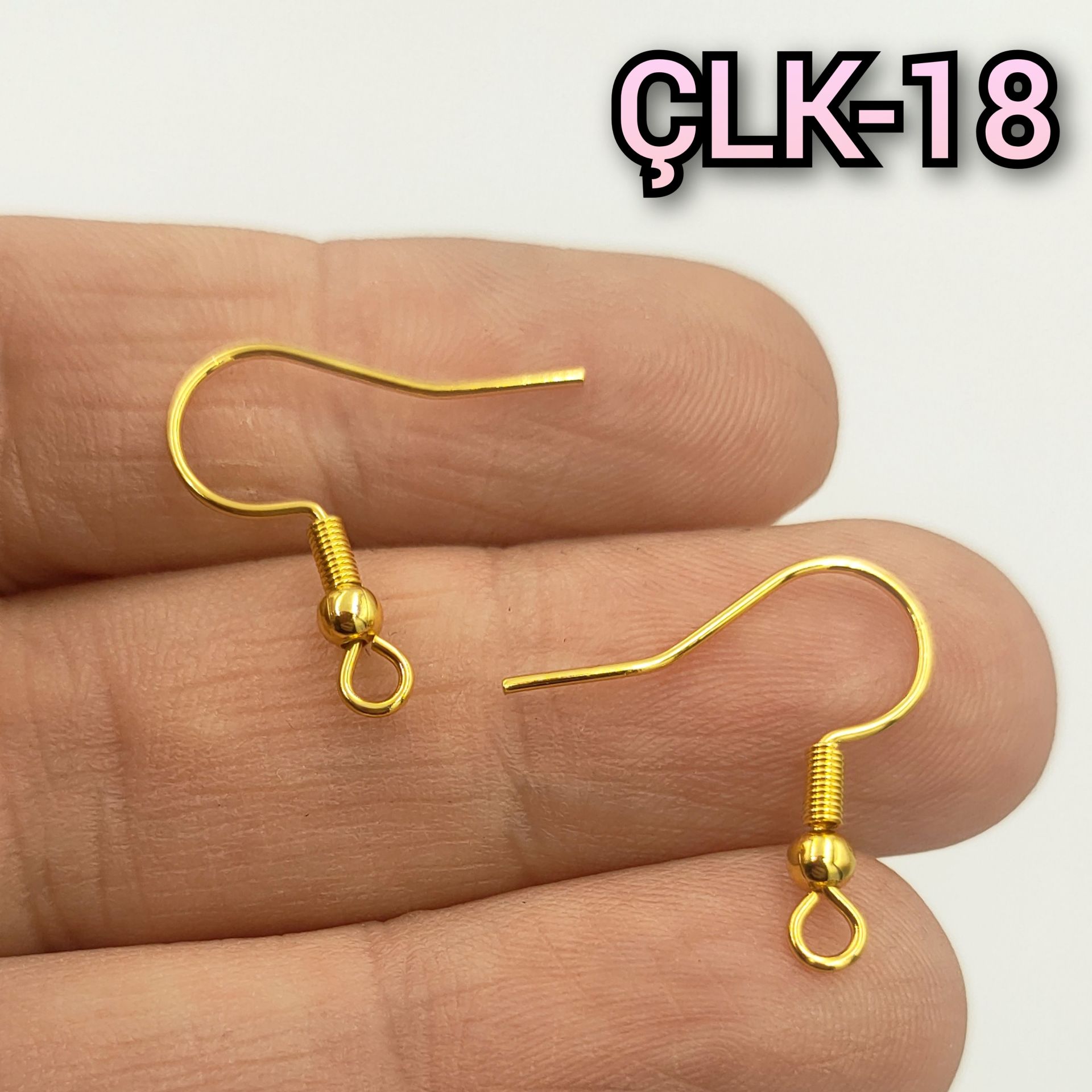 ÇLK-18 B Kalite Kaplama Altın Renk 316L Cerrahi Çelik Küpe Kancası