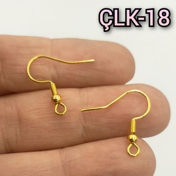 ÇLK-18 B Kalite Kaplama Altın Renk 316L Cerrahi Çelik Küpe Kancası