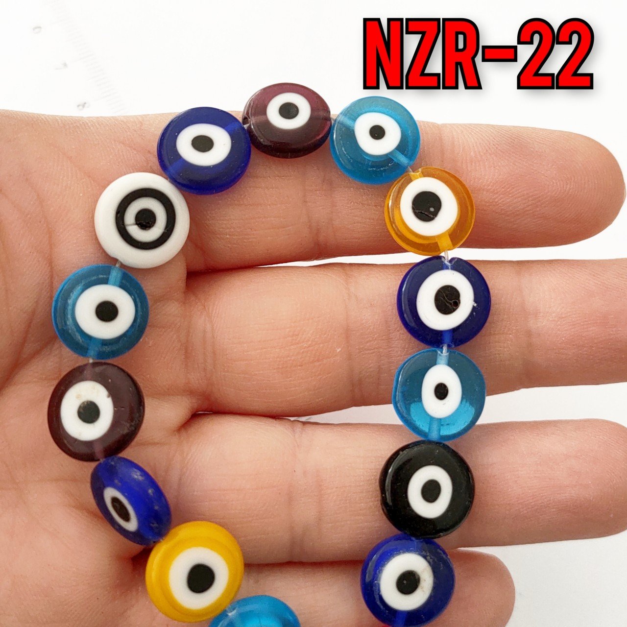 NZR-22 Karışık Renk Yassı Dizi Nazar Boncuğu 12*4 mm