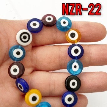 NZR-22 Karışık Renk Yassı Dizi Nazar Boncuğu 12*4 mm