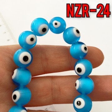 NZR-24 Açık Mavi Yuvarlak Dizi Nazar Boncuğu 12 mm