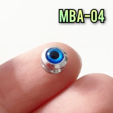 MBA-04 Rodyum Kaplama Oluklu Pirinç Gözlü Boncuk 7 mm