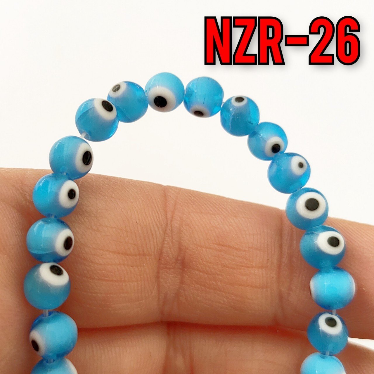 NZR-26 Açık Mavi Yuvarlak Dizi Nazar Boncuğu 6 mm