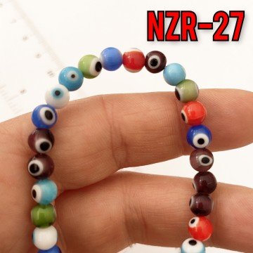 NZR-27 Karışık Renk Yuvarlak Dizi Nazar Boncuğu 6 mm