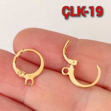 ÇLK-19 A Kalite Kaplama Altın Renk 316L Cerrahi Çelik Küpe Klipsi 13 mm