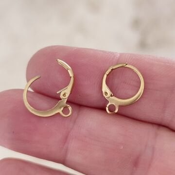 ÇLK-19 A Kalite Kaplama Altın Renk 316L Cerrahi Çelik Küpe Klipsi 12 mm