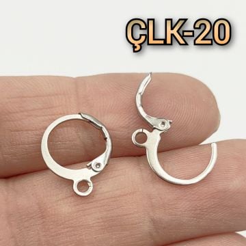 ÇLK-20 Gümüş Renk 316L Cerrahi Çelik Küpe Klipsi 13 mm