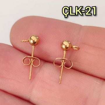ÇLK-21 Altın Renk 316L Cerrahi Çelik Top Küpe Çivi 4 mm