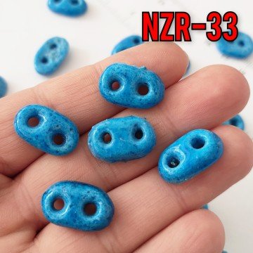 NZR-33 2 Gözlü Yassı Süryani Nazar Boncuğu 17x12x6 mm