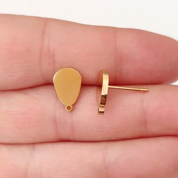 ÇLK-22 A Kalite Kaplama Altın Renk 316L Cerrahi Çelik Damla Model Küpe Çivisi